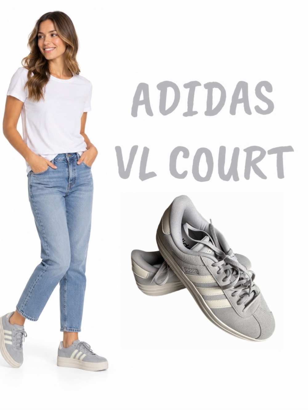 ADIDAS VL Court Bold Gray Suede Platform Sneakers Women’s Size 11
